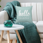 Coussin Moderne Minimale Vert Et Blanc Bonjour Et Vous Nom<br><div class="desc">Moderne Minimale Vert Et Blanc Bonjour Et Vous Nom</div>