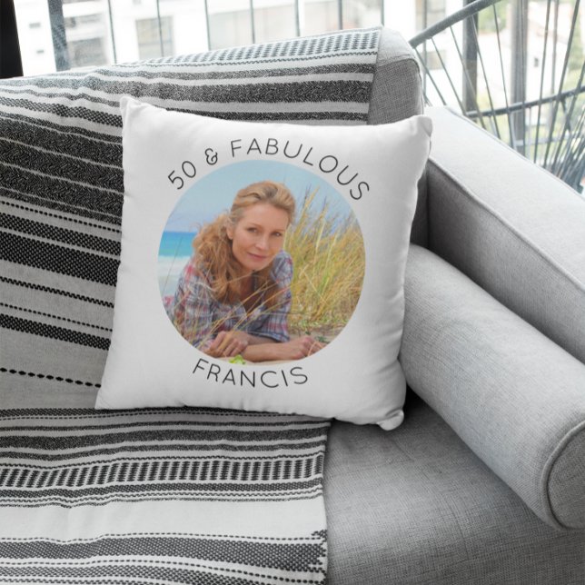 Coussin Moderne Minimaliste 50 & Incroyable Photo (Modern Minimalist 50 & Fabulous Photo Throw Pillow)