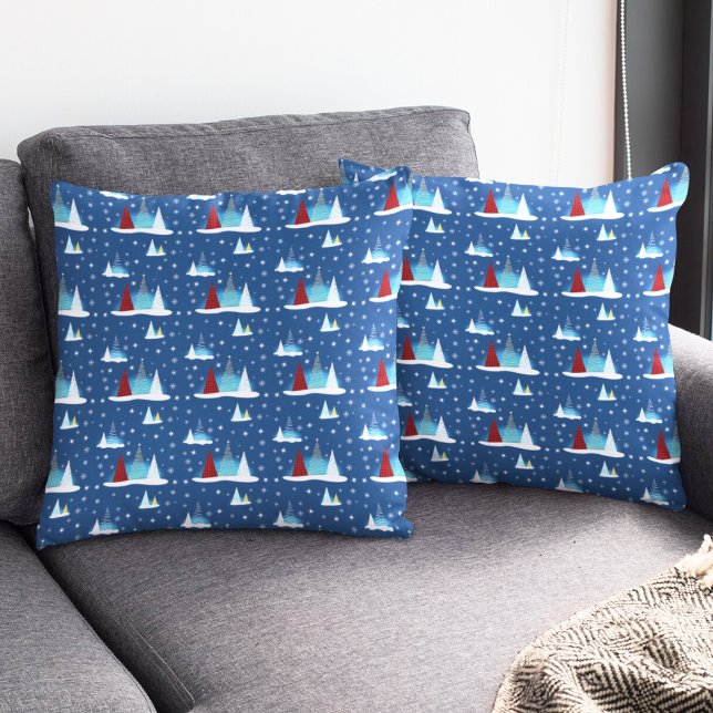 Coussin Moderne motif d'arbres de vacances d'hiver heureux (Créateur téléchargé)