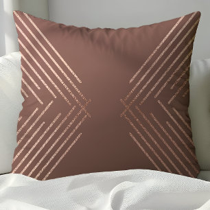 Coussin Moderne motif géométrique or rose mauve