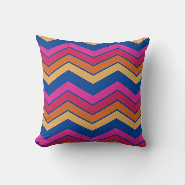 Coussin Moderne motif zigzag chevron coloré féminin  (Recto)