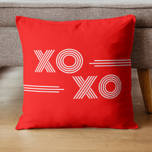 Coussin Moderne Neon rouge et blanc XOXO Valentine