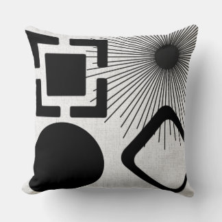 Coussin moderne noir et blanc du milieu du siècle