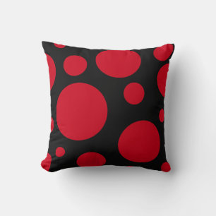 Coussin moderne noir & rouge avec cercles
