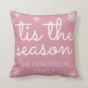 Coussin Moderne Nom de Famille Personnalisé pour Noël Tis