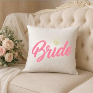 Coussin Moderne nom de mariée personnalisé diamant rose pa