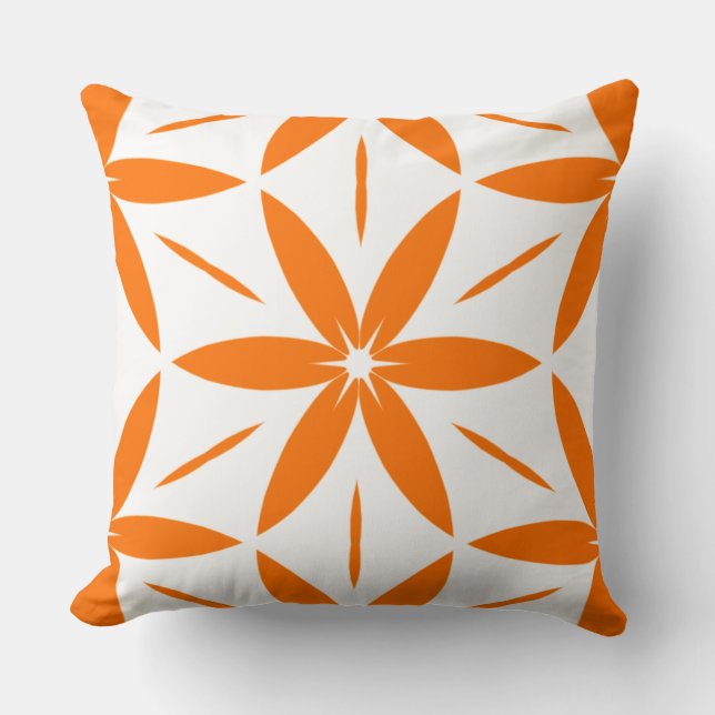 Coussin Moderne Orange Géométrique Floral de milieu de siè (Recto)