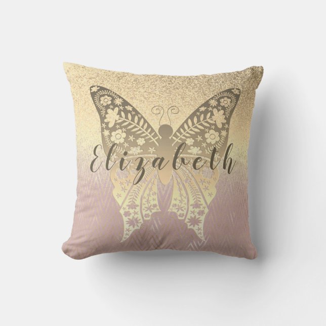Coussin Moderne Pailleté Rose Gold Féminin (Recto)