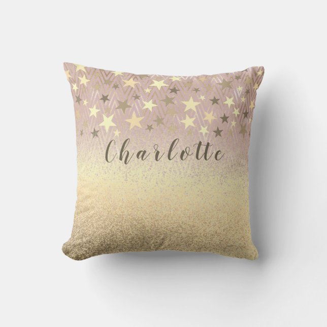 Coussin Moderne Pailleté Rose Gold Féminin (Recto)