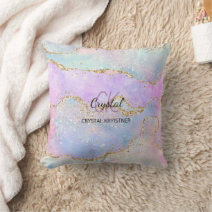 Coussin Moderne Pastel Colours Parties scintillant Monogra