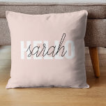 Coussin Moderne Pastel Rose Bonjour Et Vous Nom<br><div class="desc">Moderne Pastel Rose Bonjour Et Vous Nom</div>