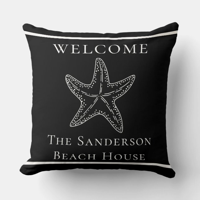Coussin Moderne Personnalisé Nautique Blanc Basic Black St (Recto)