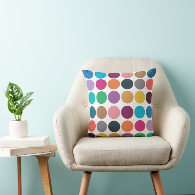 Coussin Moderne Polka Coloré  (Chaise)