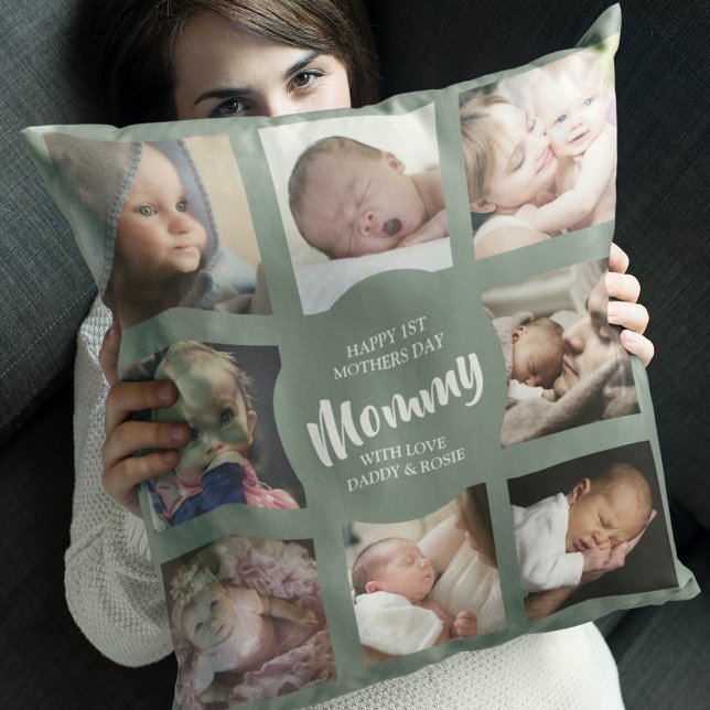 Coussin Moderne | Première Fête des mères | Collage de pho (Créateur téléchargé)