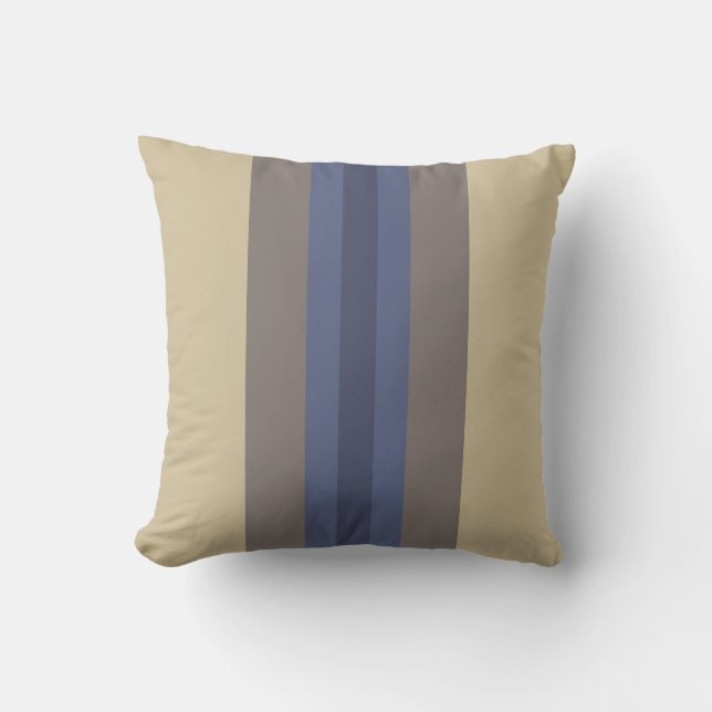 Coussin Moderne Rayé Bleu Beige (Recto)