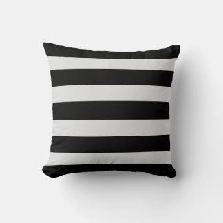 Coussin Moderne rayé noir et gris 