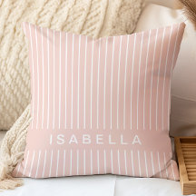 Moderne Rayure Minimaliste Rose Pâle Nom Personnal