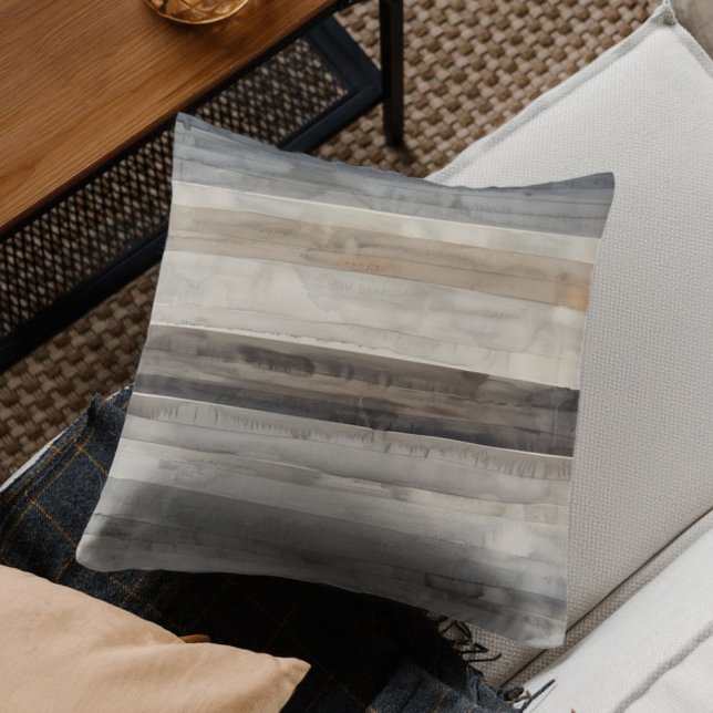Coussin Moderne rayure neutre beige taupe gris (Créateur téléchargé)