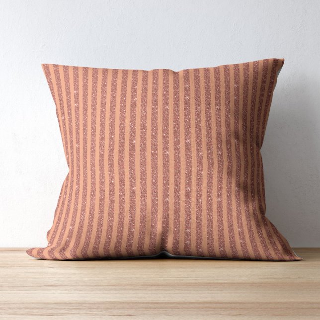 Coussin Moderne rayures verticales orange mangue pailletée (Créateur téléchargé)