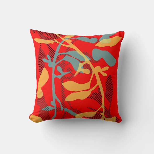 Coussin moderne rouge de feuille d'automne (Recto)