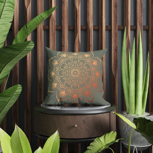 Coussin Moderne Sage Green Peach Mandala