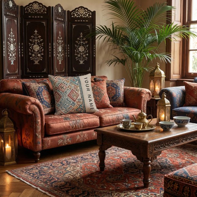 Coussin Moderne script abstrait chic contemporain rustique (Créateur téléchargé)