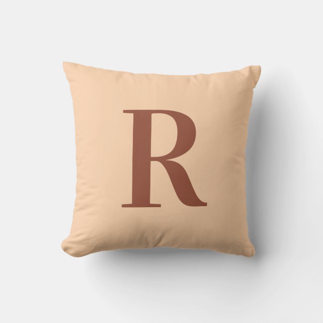 Coussin Moderne Simple Monogramme Terracotta Beige (Recto)
