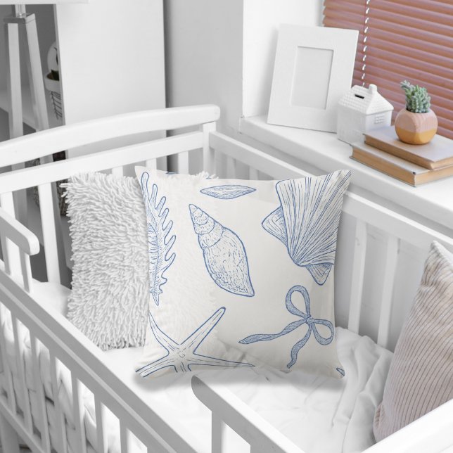 Coussin Moderne Sous L'Océan Vous Bientôt Bleu Baby Shower (Créateur téléchargé)