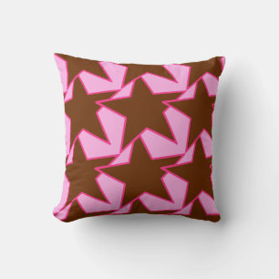 Coussin Moderne Star Géométrique - brun foncé et rose