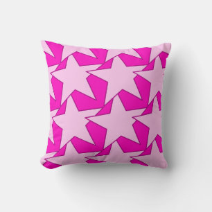 Coussin Moderne Star Géométrique - Fuchsia et rose glace