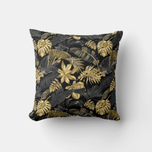 Coussin Moderne sty tendance Black Gold Tropical Motif