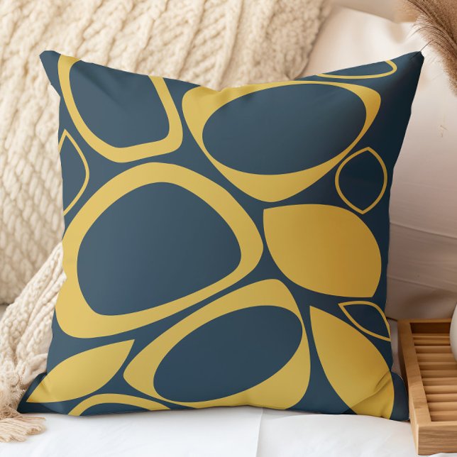 Coussin Moderne Stylish Marine Bleu moutarde Motif Abstrai (Créateur téléchargé)