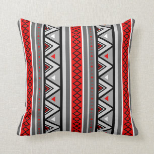 Coussin Moderne Sud-Ouest Géométrique, rouge et gris / gri