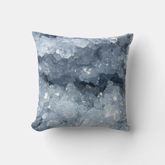 Coussin Moderne tendance Blue Celestite Crystal Agate Geod (Recto)