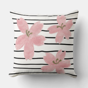 Coussin Moderne tendance noir rayures blanches rayures jap