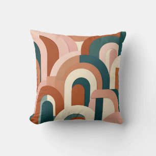 Coussin Moderne Terre Cuite Rose Téâl Géométrique Arche