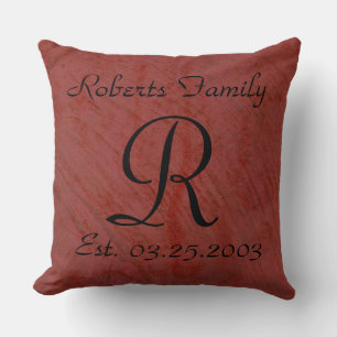 Coussin Moderne Texturé Rouge Noir Monogrammé