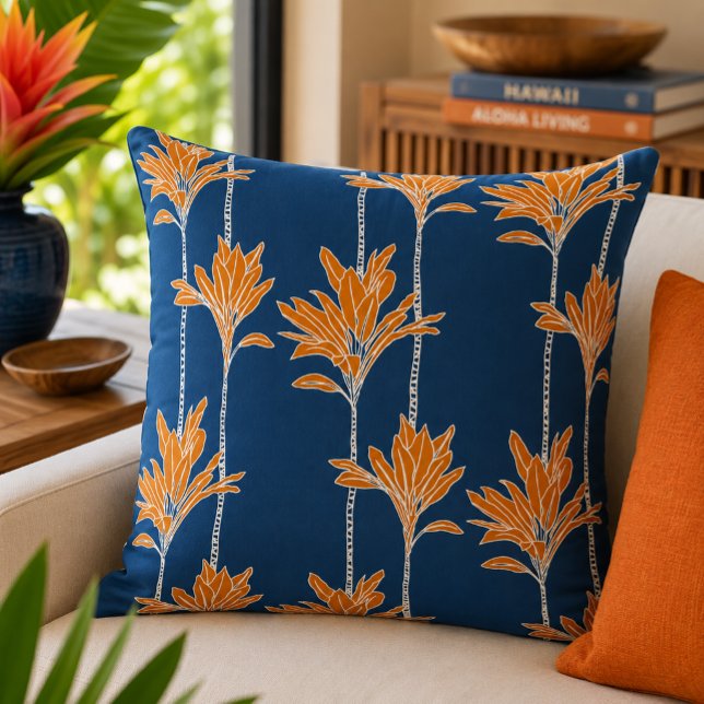 Coussin Moderne Tropical Floral de Feuille de Ti de Milieu (Créateur téléchargé)