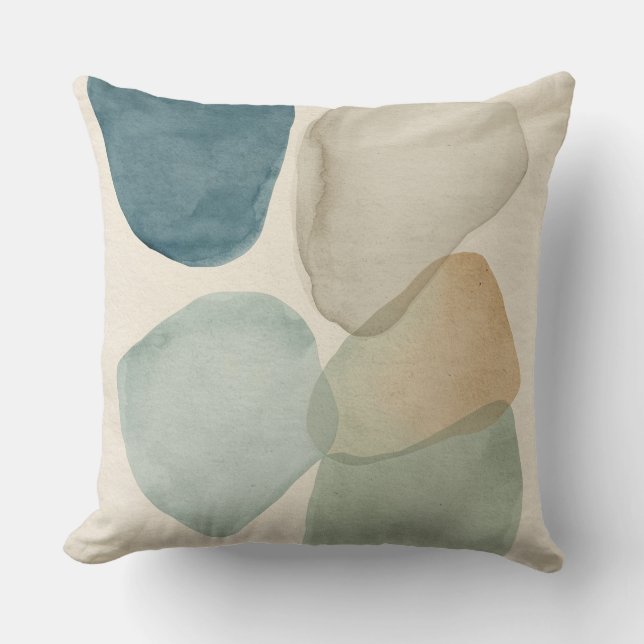 Coussin Moderne Vert Bleu Tilleul Abstrait Bloc de Couleur (Recto)