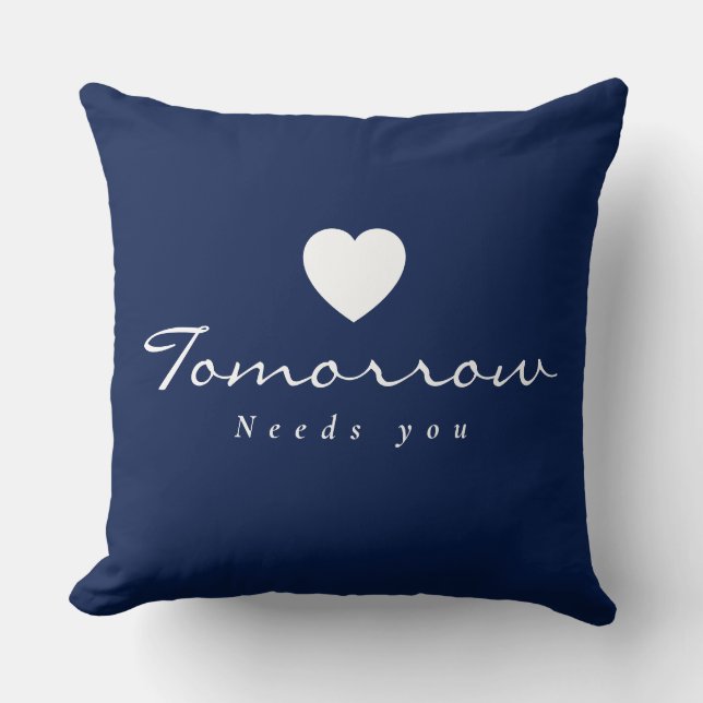Coussin Moderne Violet Clair ''Tomorrow Needs You'' (Recto)