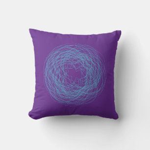 Coussin Moderne Violet et Bleu Cyan Psychédélique Gribouil