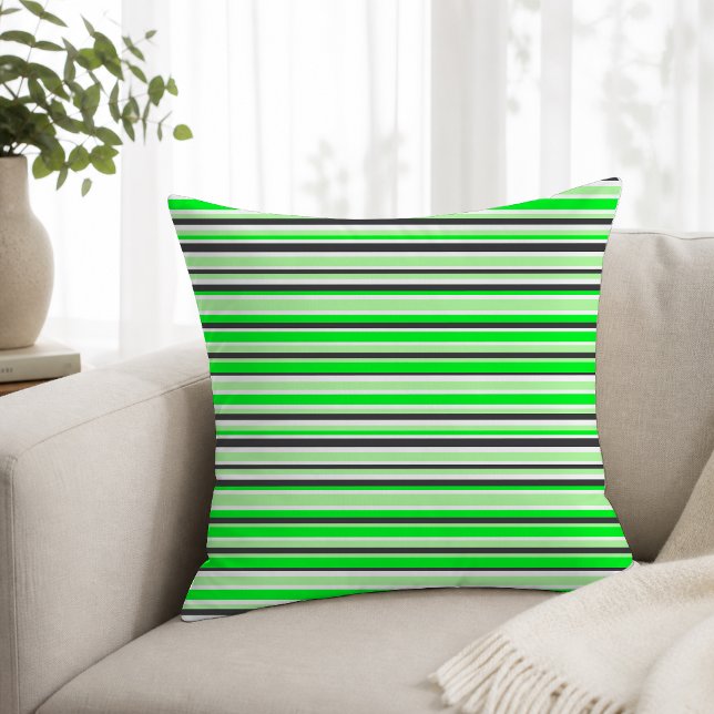 Coussin Modernes Vert Bandes Noires (Créateur téléchargé)