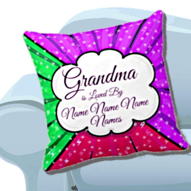 Coussin Modifier Ajouter Des Noms Grand-Mère Est Aimée Par (Créateur téléchargé)