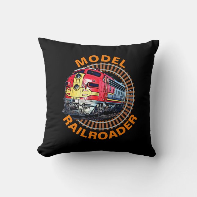 Coussin Modifier le modèle de texte Railroader Red Yellow  (Recto)