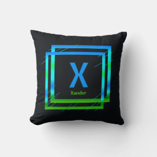 Coussin Modifier le nom initial Ajouter le nom Carrés vert