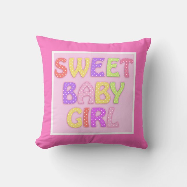 Coussin Modifier le nom Texte sur le dos - Sweet Baby Girl (Recto)