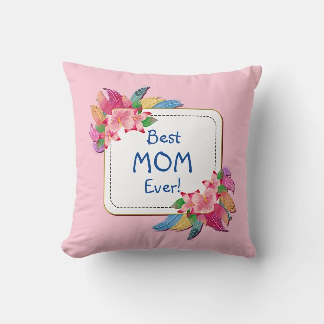 Coussin Modifier le texte Ajouter le nom Boho Flower Feath (Recto)