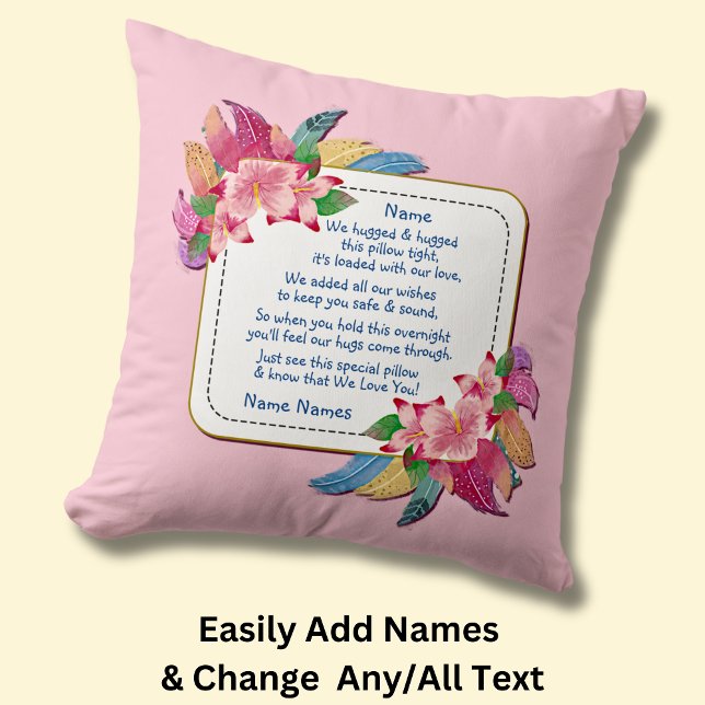 Coussin Modifier le texte Ajouter le nom Boho Flower Feath (Créateur téléchargé)