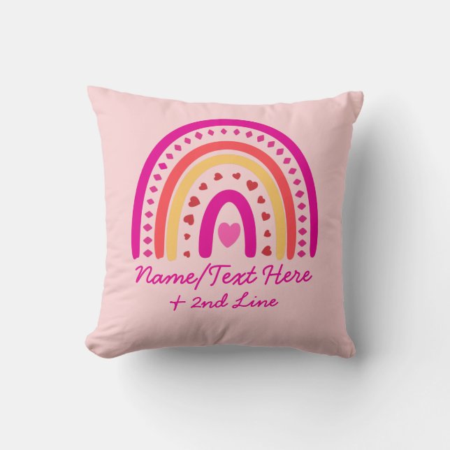 Coussin Modifier le texte Ajouter le nom, Boho Rainbow Hea (Recto)