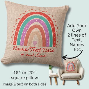 Coussin Modifier le texte Ajouter le nom Boho Rainbow Hear